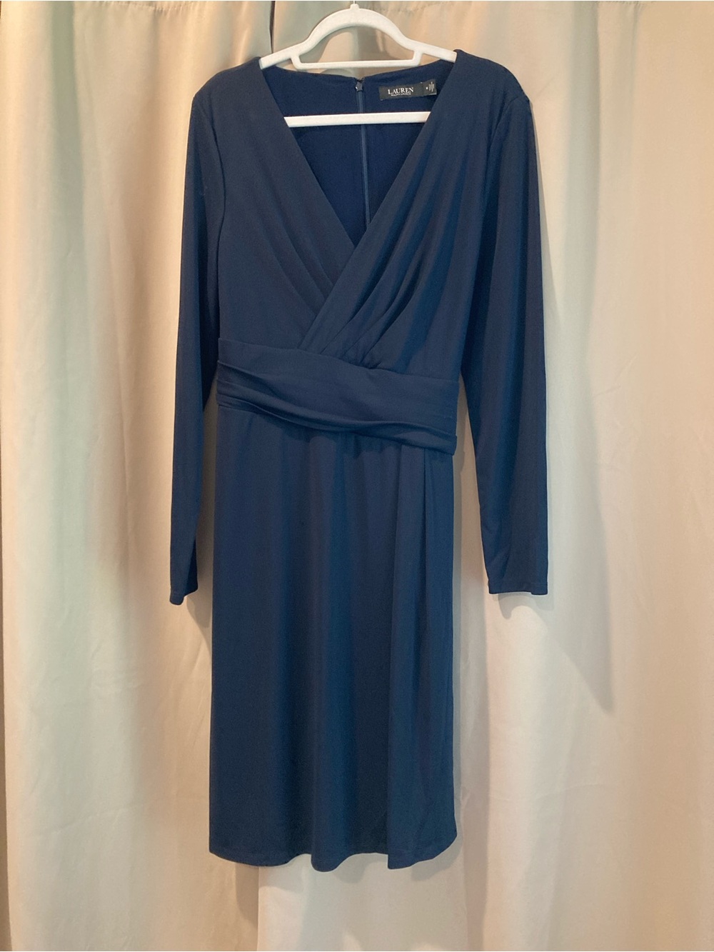 Lauren Ralph Lauren Navy Blue Long Sleeve Jersey Wrap Dress